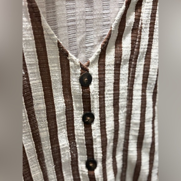 Zara Trafaluc Brown and White Striped Mini Dress - Picture 7 of 8